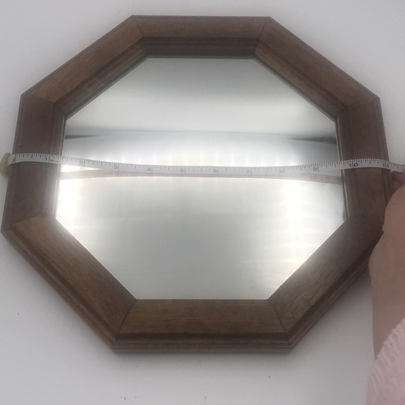 VTG Octagonal Mirror with Wood Frame 11" - Picture 4 of 5